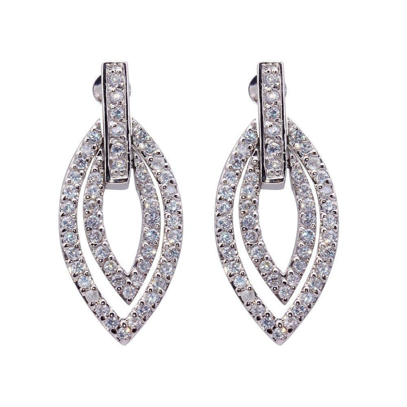 Closeout-Silver 925 Rhodium Plated Marquise CZ White Drop Earrings - STE00034 | Silver Palace Inc.
