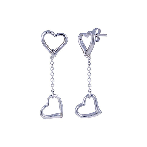 Silver 925 Rhodium Plated Heart Wire Dangling Earrings - STE00061 | Silver Palace Inc.