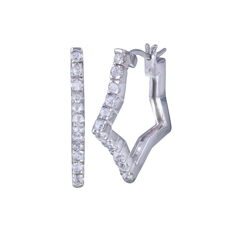 Closeout-Silver 925 Rhodium Plated Star CZ Hoop Earrings - STE00135 | Silver Palace Inc.