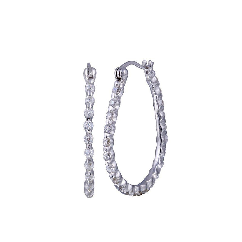 Closeout-Silver 925 Rhodium Plated Round CZ Round Hoop Earrings - STE00307 | Silver Palace Inc.