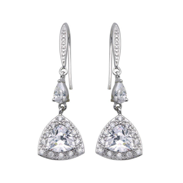 Silver 925 Rhodium Plated Oval Teardrop CZ Dangling Oval Hook Earrings - STE00449 | Silver Palace Inc.