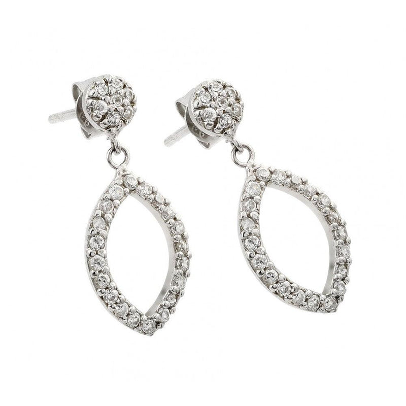 Closeout-Silver 925 Rhodium Plated Open Marquise CZ Dangling Earrings - STE00517 | Silver Palace Inc.