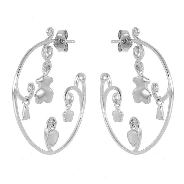 Closeout-Silver 925 Rhodium Plated Figure Round Hook Earrings - STE00521 | Silver Palace Inc.