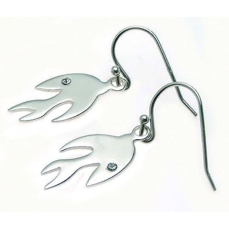 Closeout-Silver 925 Rhodium Plated Dove Crystal Hook Earrings - STE00526 | Silver Palace Inc.