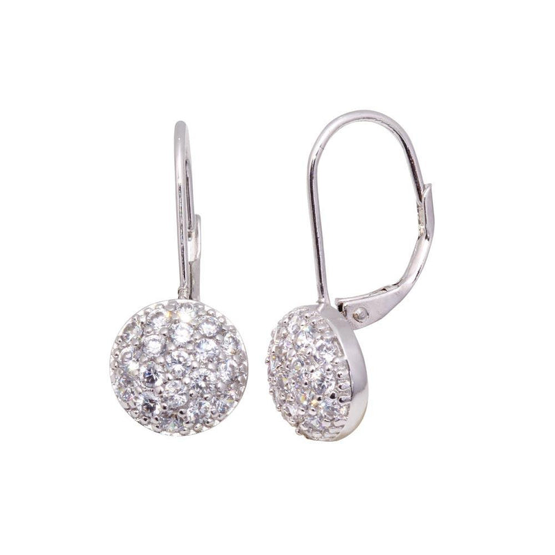 Silver 925 Rhodium Plated Round CZ huggie hoop Earrings - STE00617 | Silver Palace Inc.