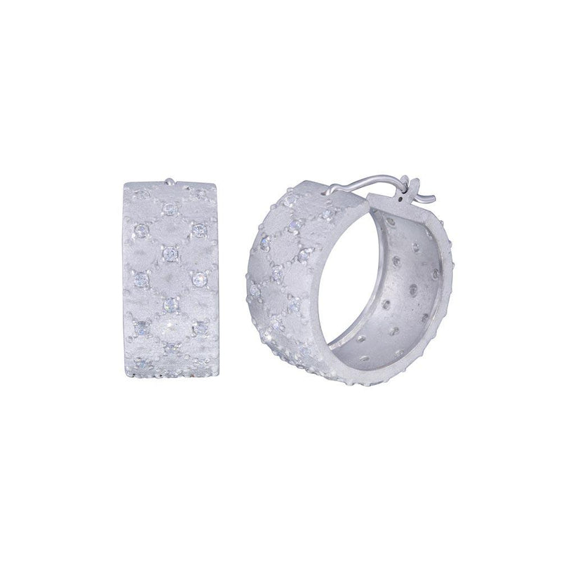 Closeout-Silver 925 Rhodium Plated Small Round Clear CZ Hoop Earrings - STE00763 | Silver Palace Inc.