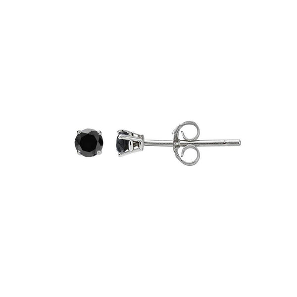 Rhodium Plated 925 Sterling Silver Round Basket Black CZ Stud Earrings - STE00591BLK | Silver Palace Inc.