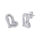 Silver 925 Open Side Way Heart CZ Earrings - STE01023 | Silver Palace Inc.