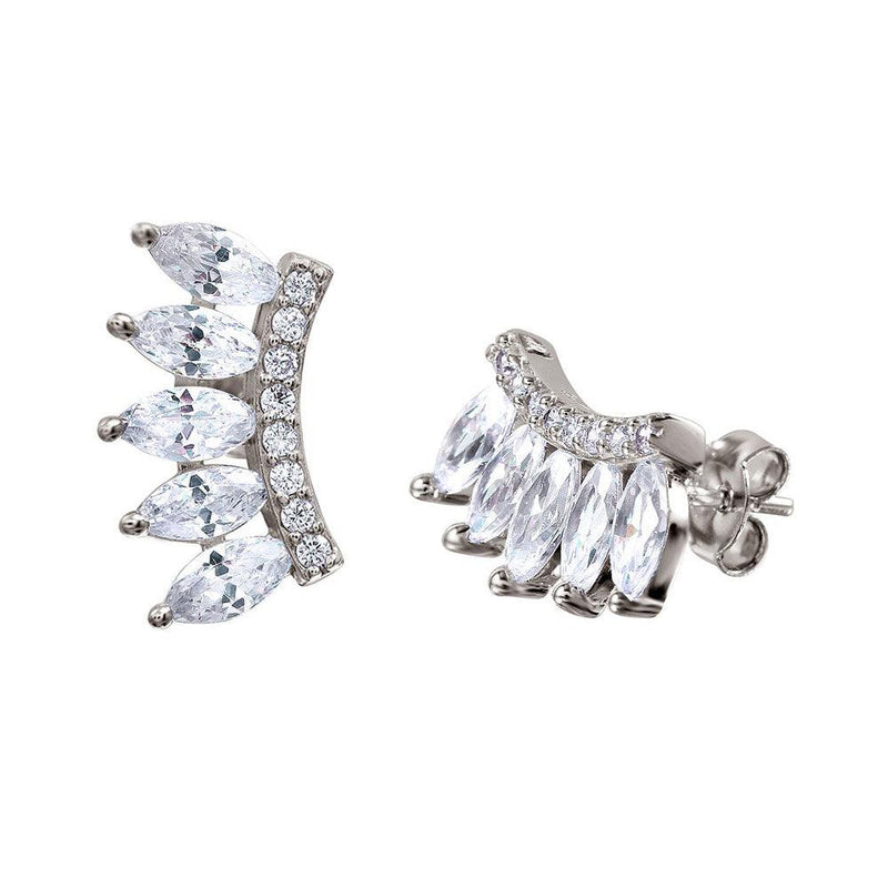 Silver 925 Rhodium Plated Marquise CZ Stones Earrings - STE01030 | Silver Palace Inc.