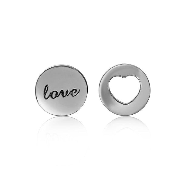 Silver 925 Rhodium Plated Love and Heart Earrings - STE01052 | Silver Palace Inc.