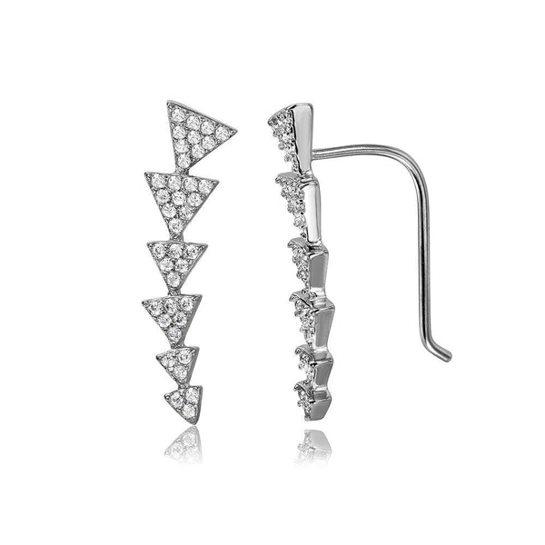 Silver 925 Rhodium Plated 6 Arrow Up CZ Climbing Earrings - STE01067 | Silver Palace Inc.