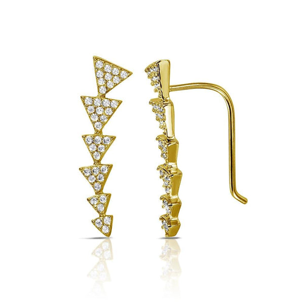 Silver 925 Gold Plated 6 Arrow Up CZ Climbing Earrings - STE01067GP | Silver Palace Inc.