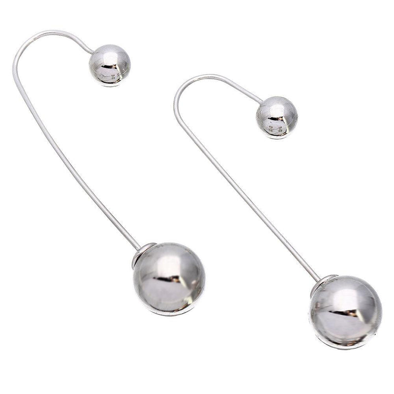 Silver 925 Rhodium Plated Hanging Beaded Hook Earrings - STE01081 | Silver Palace Inc.