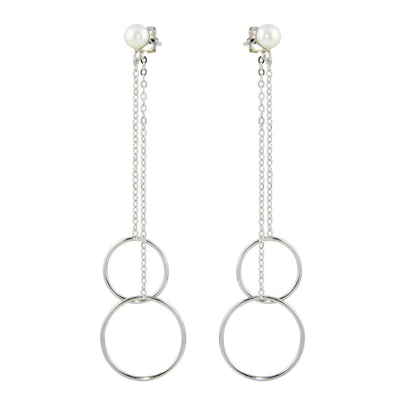 Silver 925 Rhodium Plated Dangling Front and Back Dangling Earrings - STE01096 | Silver Palace Inc.
