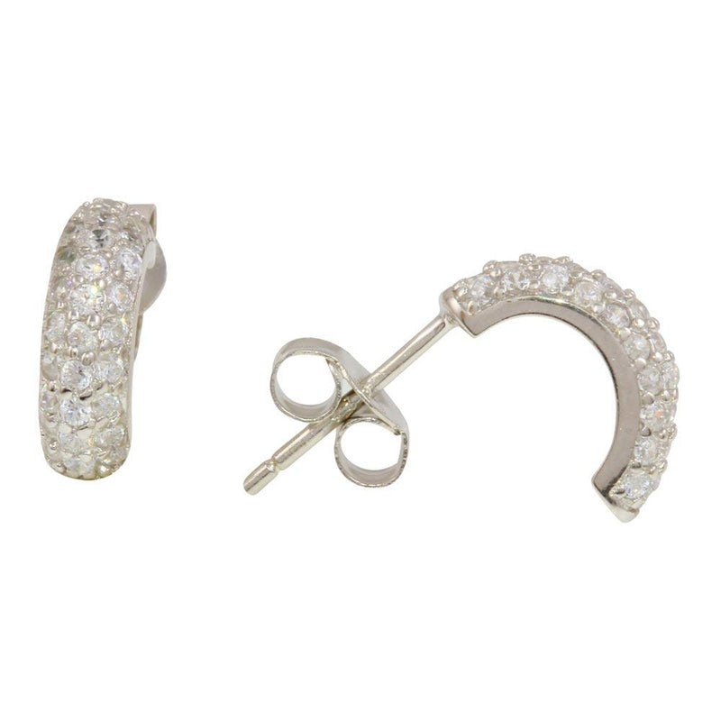 Silver 925 Rhodium Plated Semi huggie hoop Earrings - STE01099 | Silver Palace Inc.
