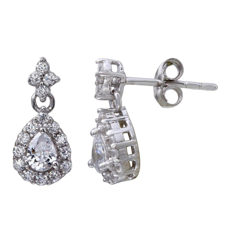 Silver 925 Rhodium Plated Mini Teardrop Earrings with CZ - STE01114 | Silver Palace Inc.