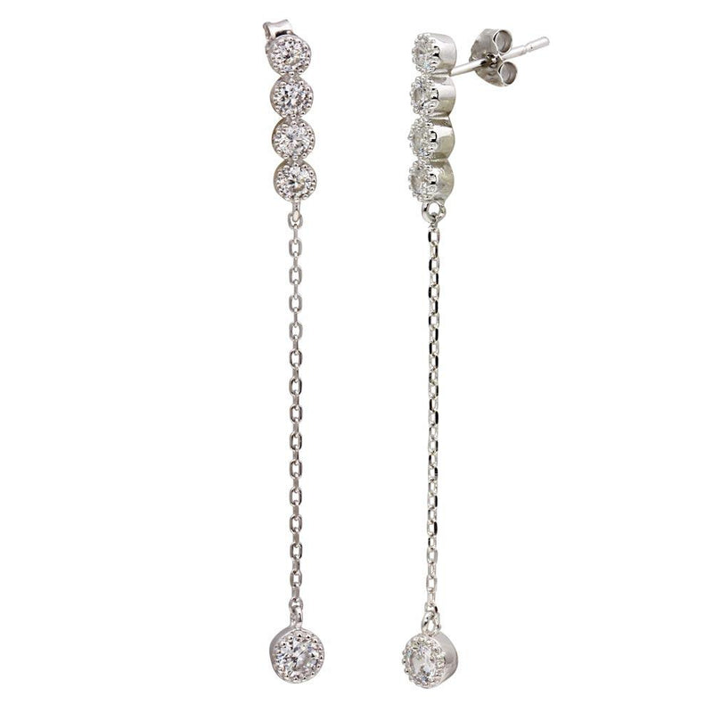 Silver 925 Rhodium Plated Dangling CZ Earrings - STE01120 | Silver Palace Inc.