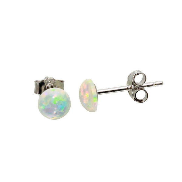 Silver 925 Rhodium Plated Opal CZ Stud Earrings - STE01124 | Silver Palace Inc.