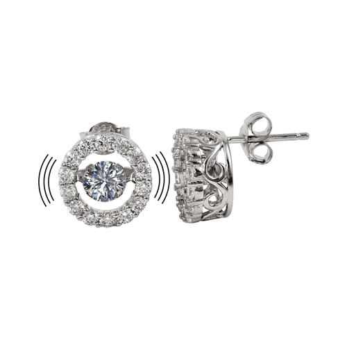 Rhodium Plated Cz Square Stud Earring For Women