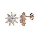 Silver 925 Rose Gold Plated CZ Sun Stud Earrings - STE01149RGP | Silver Palace Inc.