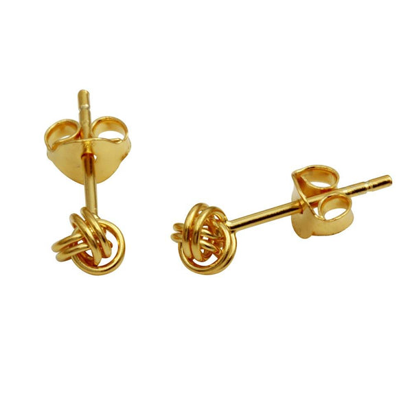 Silver 925 Gold Plated Mini Knot Stud Earrings - STE01155GP | Silver Palace Inc.