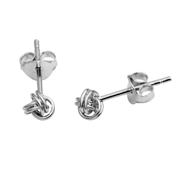 Silver 925 Rhodium Plated Mini Knot Stud Earrings - STE01155RH | Silver Palace Inc.