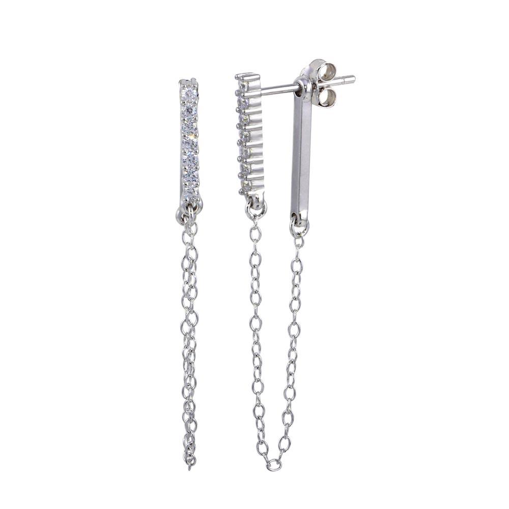 On sale *NEW 925 Silver Chain Bar Drop Earrings