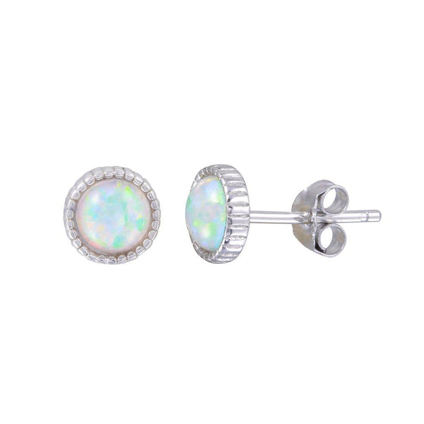 Silver 925 Rhodium Plated Synthetic Opal Earrings - STE01189 | Silver Palace Inc.