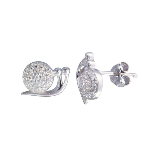 Silver 925 Rhodium Plated Snail CZ  Stud Earrings - STE01216 | Silver Palace Inc.