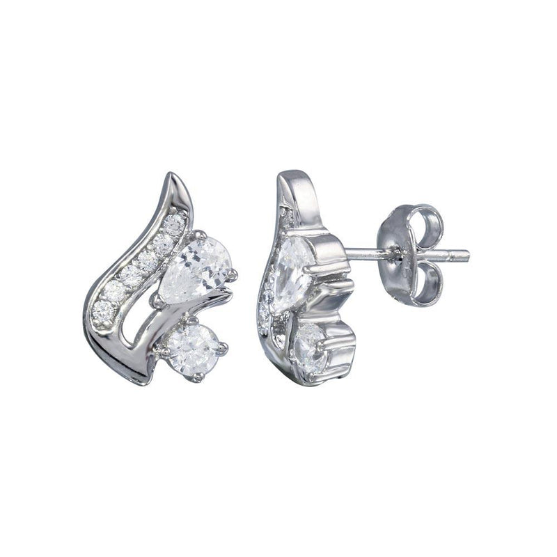 Rhodium Plated 925 Sterling Silver Squirrel CZ Stud Earrings - STE01222 | Silver Palace Inc.