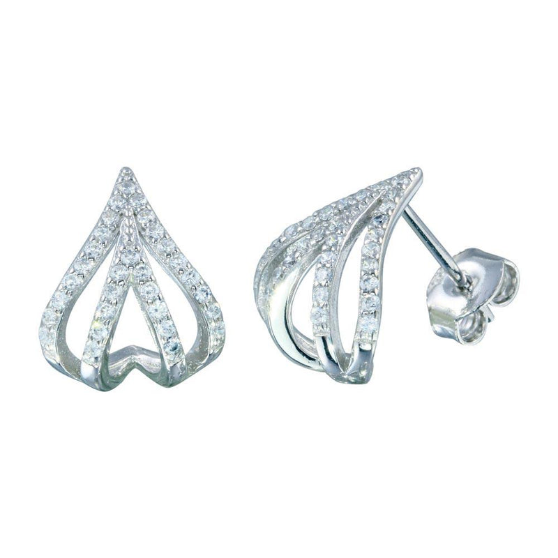 Silver 925 Rhodium Plated 4 Line CZ Stud Earrings - STE01277 | Silver Palace Inc.