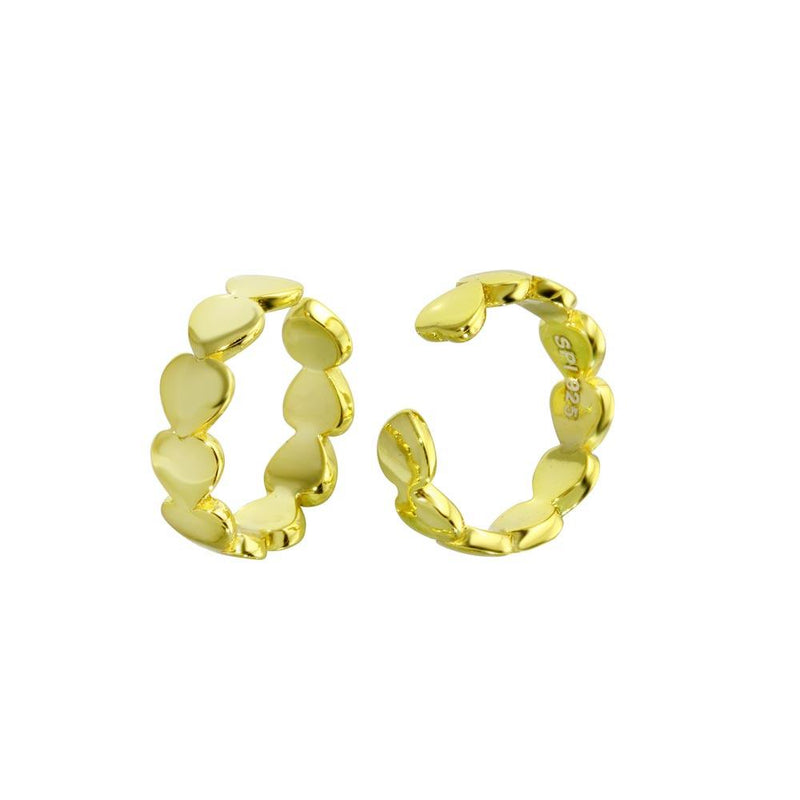 Silver 925 Gold Plated Multi Heart Cuff Earrings - STE01289-GP | Silver Palace Inc.