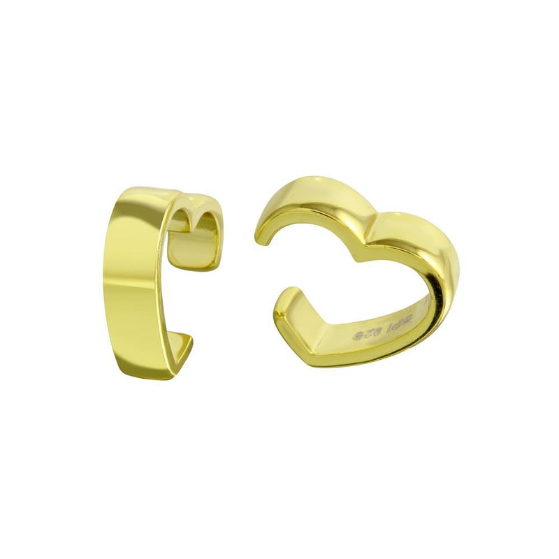 Silver 925 Gold Plated Heart Cuff Earrings - STE01295-GP | Silver Palace Inc.