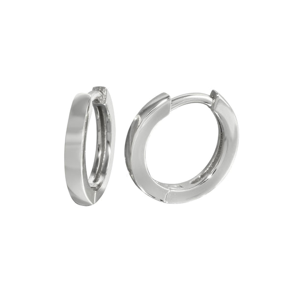 Rhodium Plated 925 Sterling Silver huggie hoop Earrings - STE01296-RH | Silver Palace Inc.