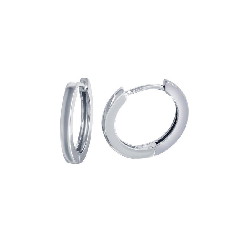 Rhodium Plated 925 Sterling Silver huggie hoop Earrings - STE01298-RH | Silver Palace Inc.