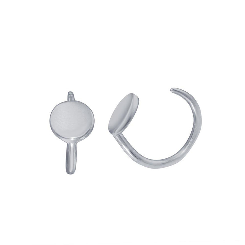 Silver 925 Rhodium Plated Disc Semi-Hoop Earrings - STE01315RH | Silver Palace Inc.