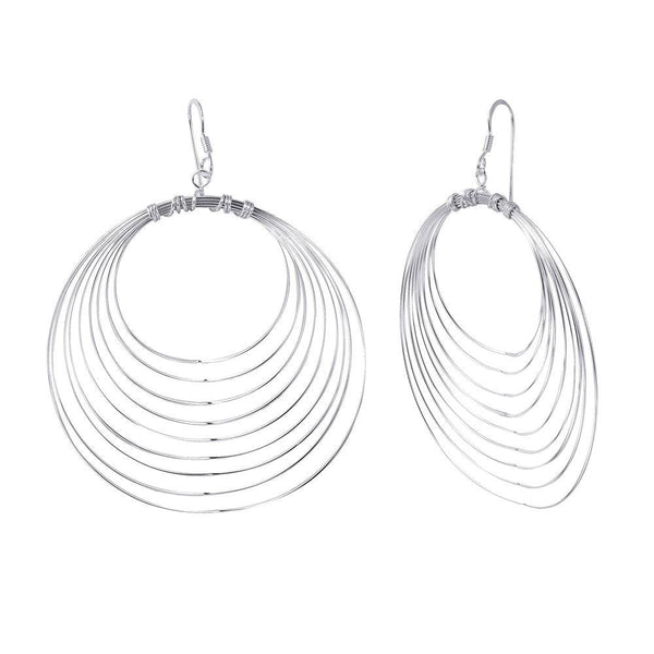 Silver 925 Circle Shaped Multi-Wire Dangling Earrings - STE00789 | Silver Palace Inc.