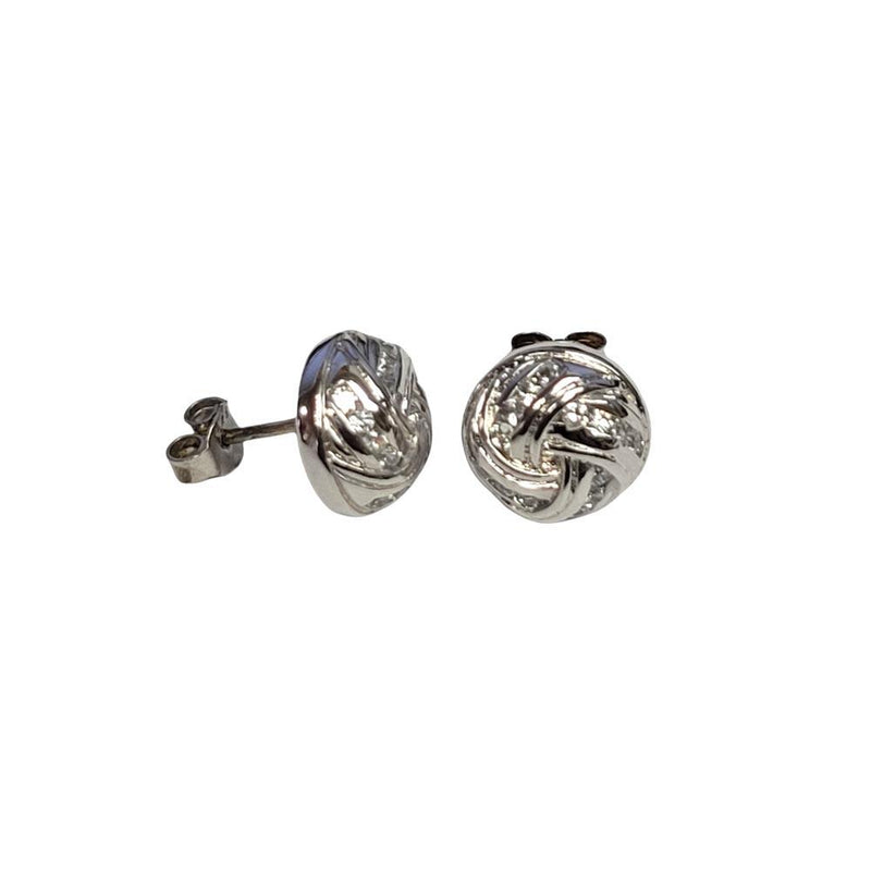 Closeout-Rhodium Plated 925 Sterling Silver Spiral Dome Clear CZ Stud Earrings - STEM001 | Silver Palace Inc.
