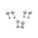 Rhodium Plated 925 Sterling Silver Plain Heart CZ Heart and Heart Black CZ Stud Set - STES00007 | Silver Palace Inc.