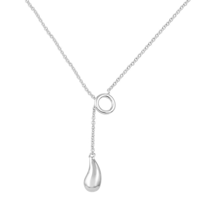 Closeout-Silver 925 Rhodium Plated Teardrop Necklace - STP00002 | Silver Palace Inc.