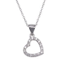 Silver 925 Clear CZ Rhodium Plated Hanging Heart Pendant Necklace - STP00025 | Silver Palace Inc.