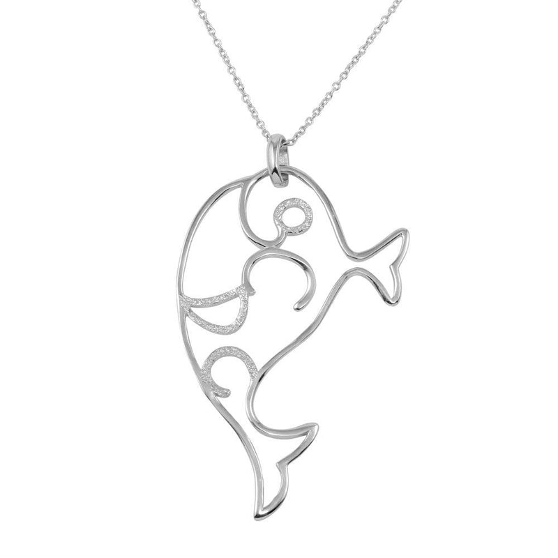 Closeout-Silver 925 Whale Design Pendant Necklace - STP00286 | Silver Palace Inc.