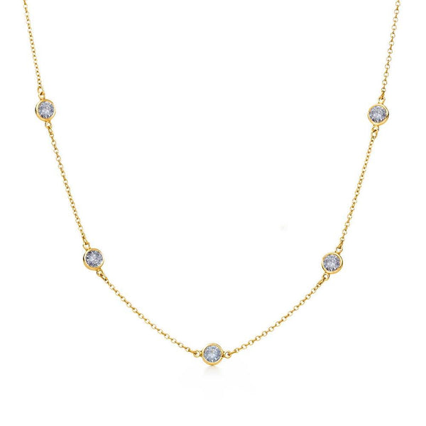Silver 925 Gold Plated Chain Necklace with CZ - STP00863GP | Silver Palace Inc.