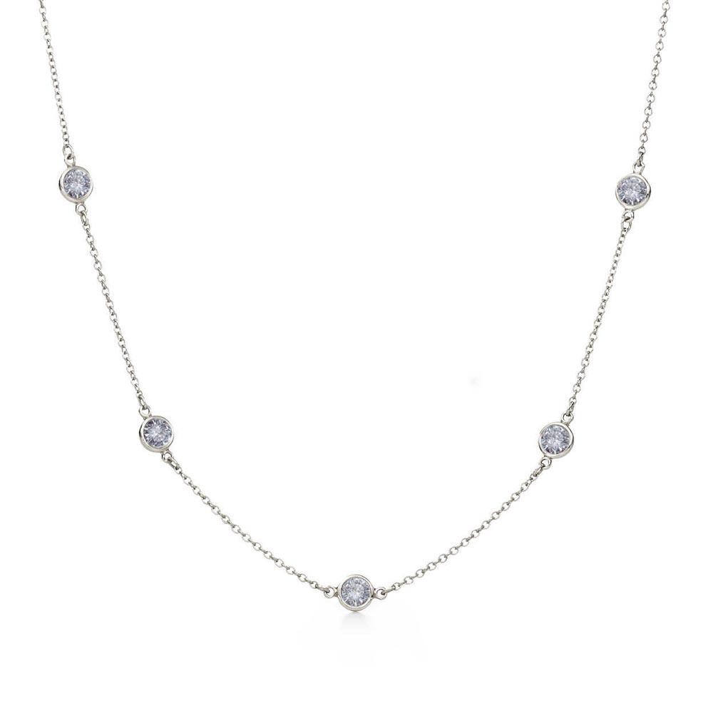 Silver 925 Rhodium Plated CZ By Yard Chain Necklace - STP00863 | Silver Palace Inc.