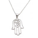 Silver 925 Rhodium Plated Hamsa Pendant Necklace - STP00973 | Silver Palace Inc.