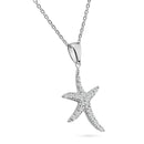 Silver 925 Rhodium Plated Clear CZ Starfish Pendant Necklace - STP01021 | Silver Palace Inc.
