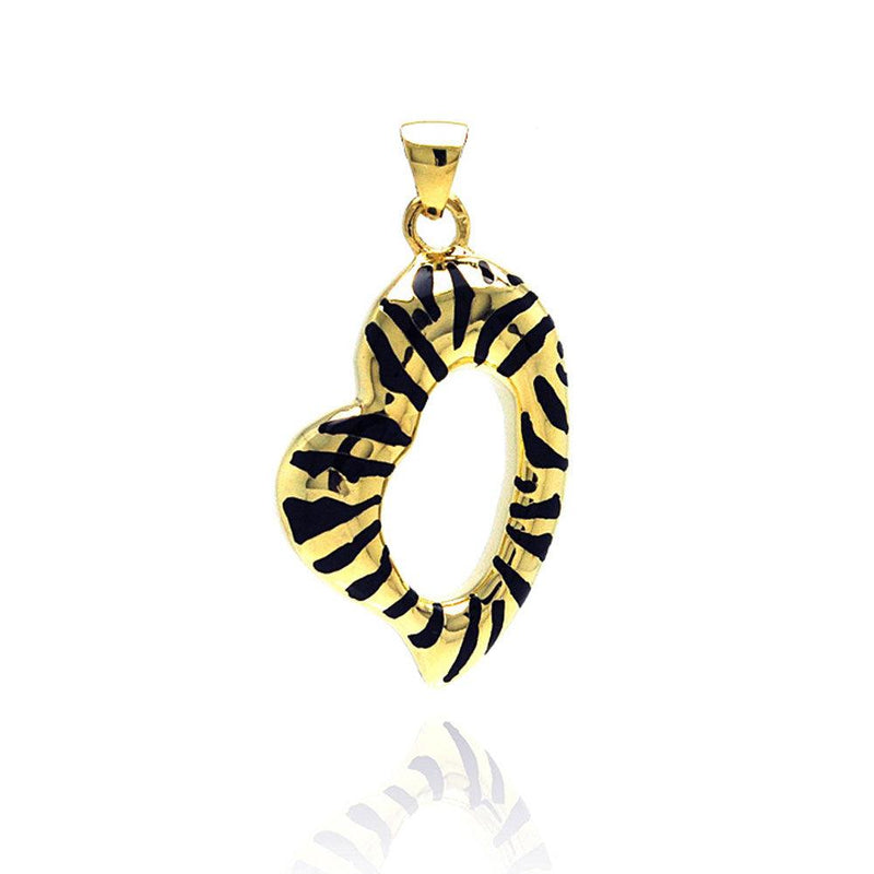 Closeout-Silver 925 Gold Plated Clear CZ Striped Pendant - STP01024 | Silver Palace Inc.