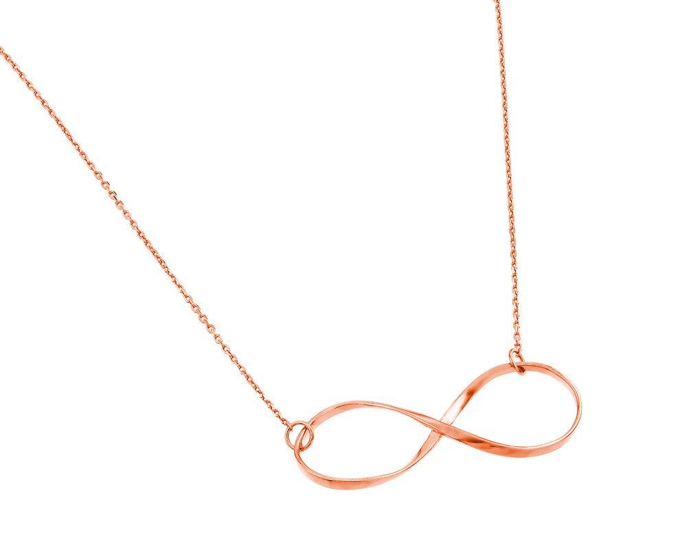 Silver 925 Rose Gold Plated Clear CZ Infinity Pendant Necklace - STP01380RGP | Silver Palace Inc.