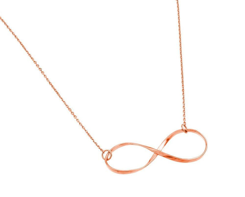 Silver 925 Rose Gold Plated Clear CZ Infinity Pendant Necklace - STP01380RGP | Silver Palace Inc.