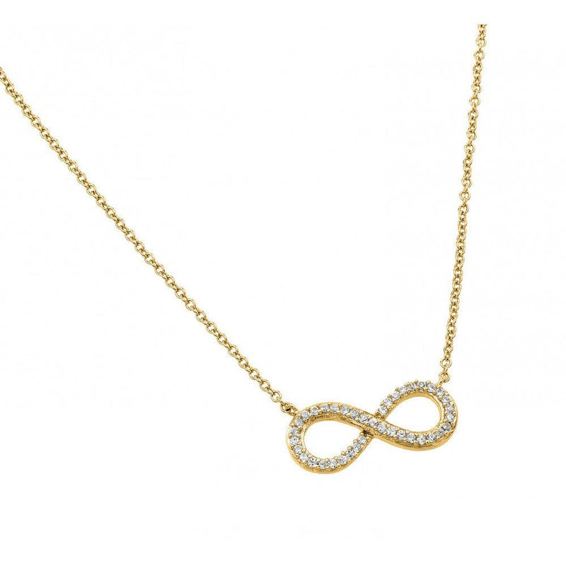 Silver 925 Gold Plated Clear CZ Infinity Pendant Necklace - STP01381GP | Silver Palace Inc.